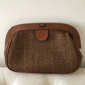 Patricia Nash Wood/Raffia clutch/Shoulder bag